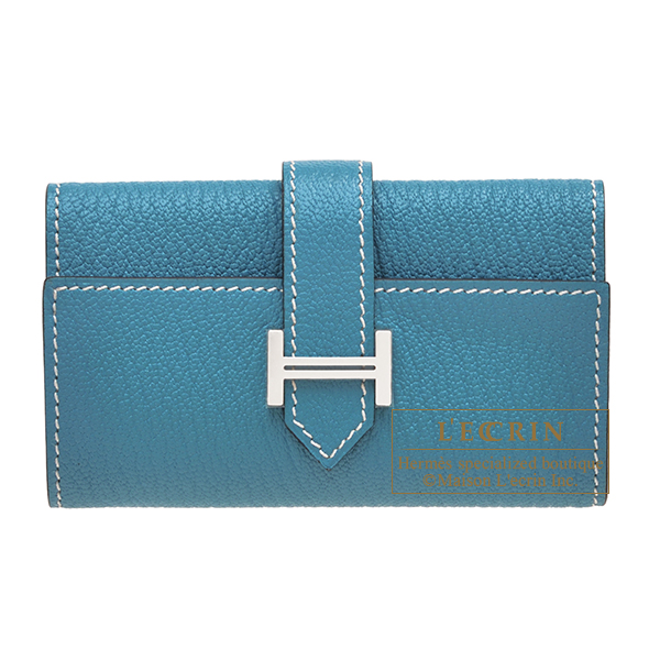 Hermes　Bearn key case/4 key holder　New blue jean　Chevre myzore goatskin　Silver hardware