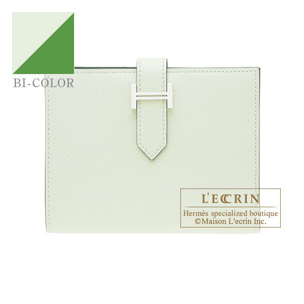 Hermes　Bearn compact Verso　Vert fizz/　Vert yucca　Epsom leather　Silver hardware