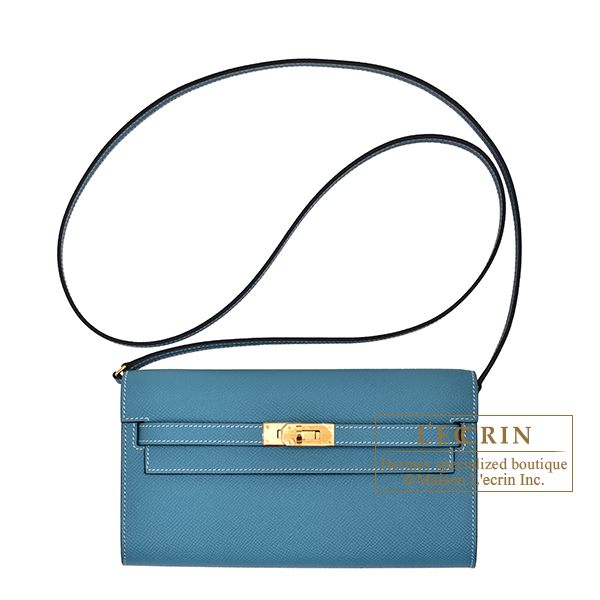 Hermes　Kelly Long To Go　New blue jean　Epsom leather　Gold hardware