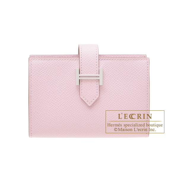 Hermes　Bearn Mini wallet　Mauve pale　Epsom leather　Silver hardware