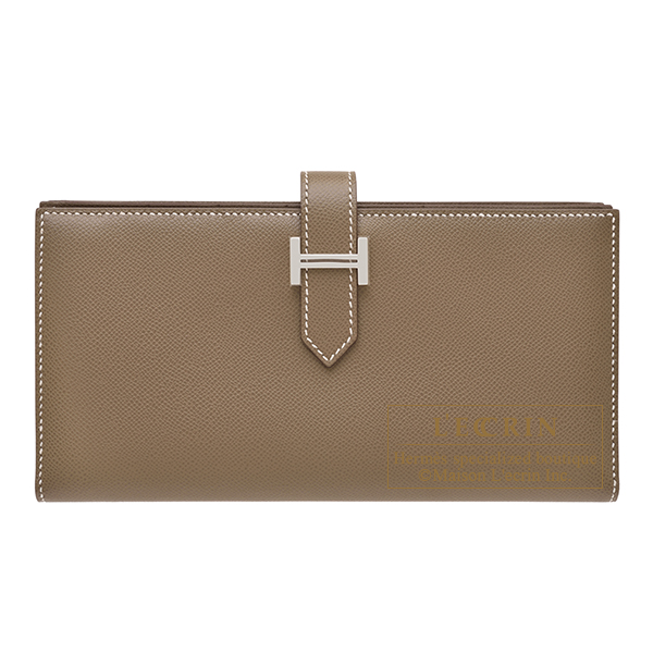 Hermes　Bearn Soufflet　Etoupe grey　Madame leather　Silver hardware
