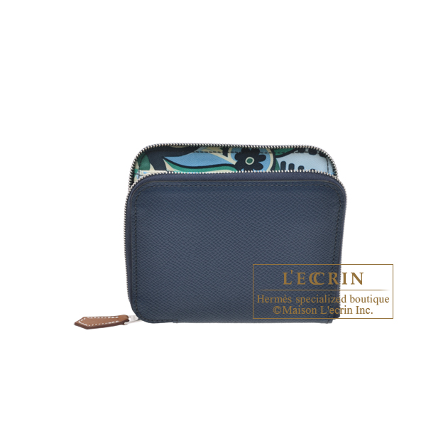 Hermes　Azap　Silk In Compact　Blue de presse/　Menthe　Epsom leather/　Silk　Silver hardware