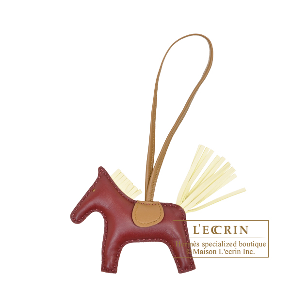 Hermes　Rodeo charm PM　Rouge H/Jaune milton/Kraft　Agneau