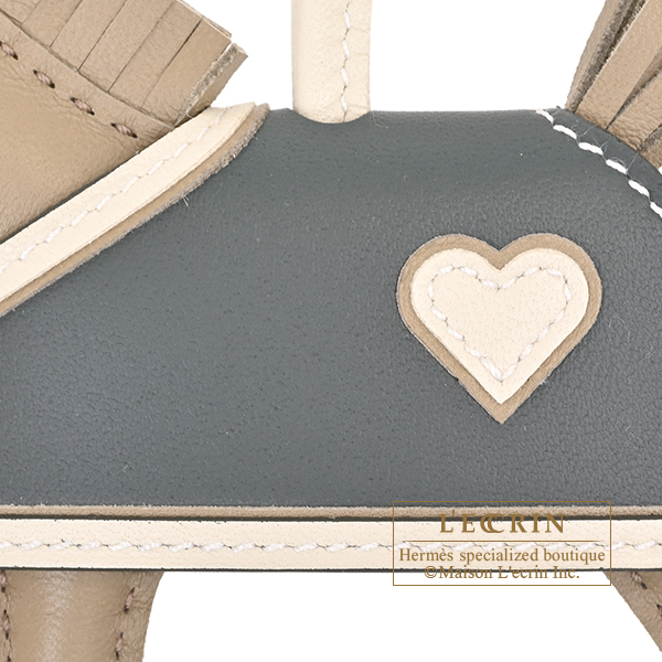 Hermes Rodeo charm Robeo Coeur PM Beige marfa/Craie/Vert mangrove Agneau/Swift leather