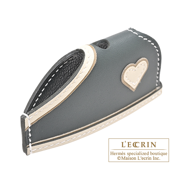 Hermes Rodeo charm Robeo Coeur PM Beige marfa/Craie/Vert mangrove Agneau/Swift leather