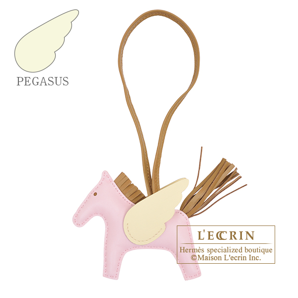 Hermes　Rodeo charm Pegasus PM　Rose darling/　Kraft/　Jaune milton　Agneau/Swift leather
