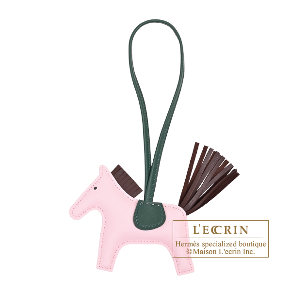 Hermes　Rodeo charm PM　Rose darling/　Chocolat　Agneau