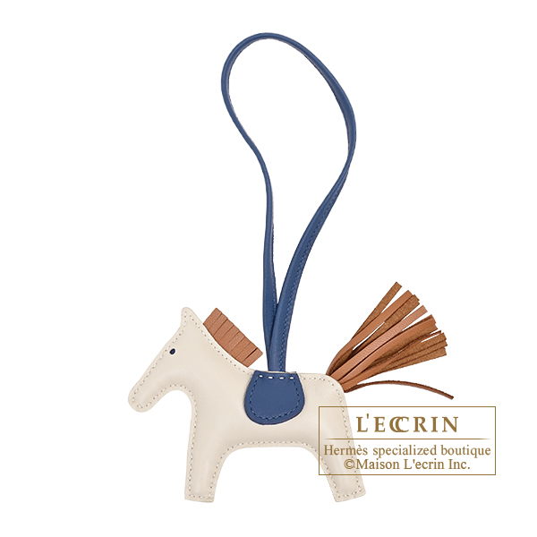 Hermes　Rodeo charm PM　Craie/Gold/Blue tie　Agneau