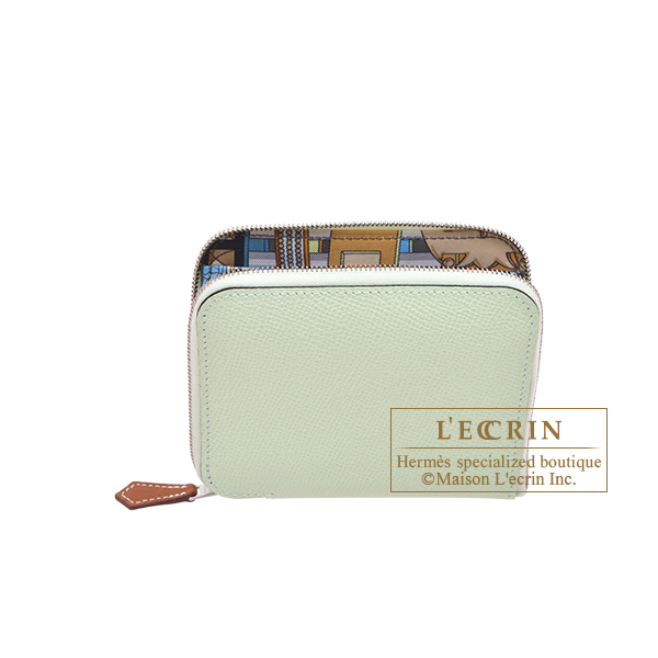 Hermes　Azap　Silk In Compact　Vert fizz/　Gris meyer　Epsom leather/　Silk　Silver hardware