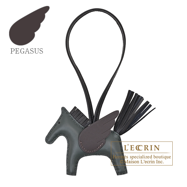 Hermes　Rodeo charm Pegasus PM　Vert mangrove/Black/Bai brun　Agneau/Swift leather
