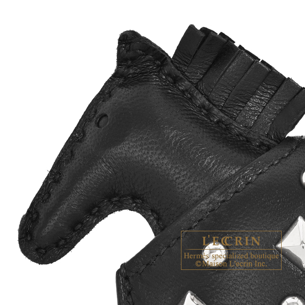 Hermes Rodeo charm Robeo Rock PM Black Agneau/Swift leather Silver hardware