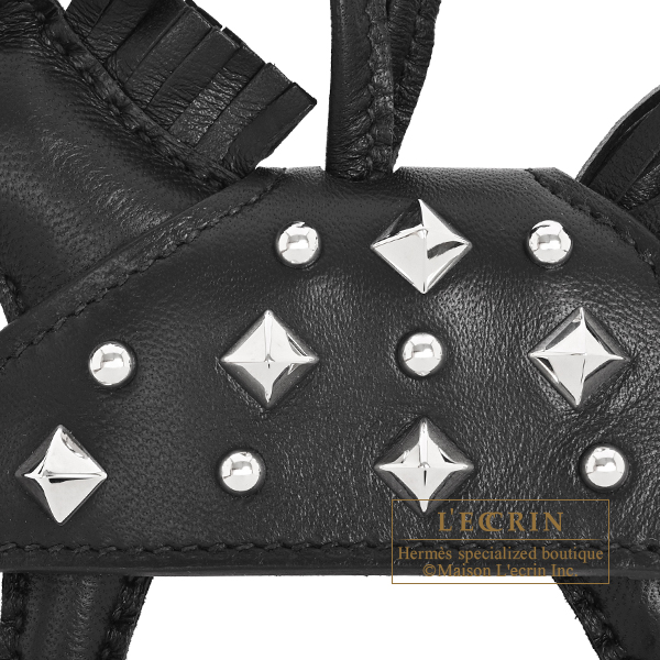 Hermes Rodeo charm Robeo Rock PM Black Agneau/Swift leather Silver hardware