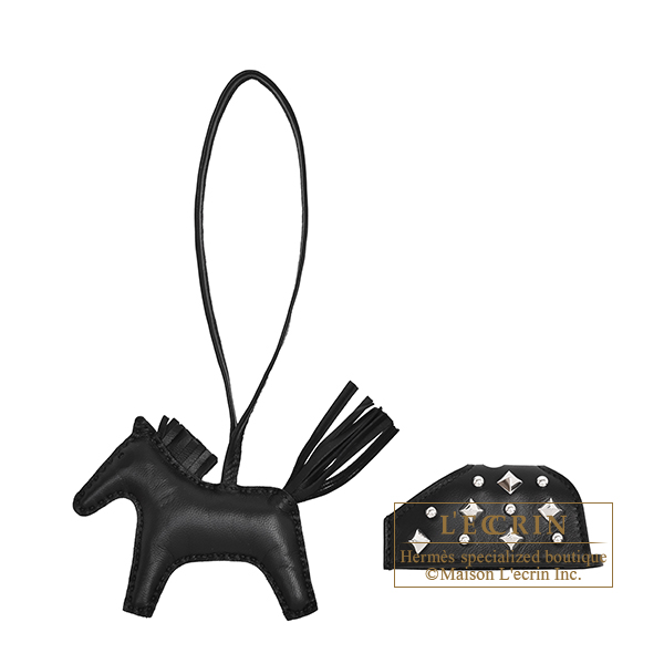 Hermes Rodeo charm Robeo Rock PM Black Agneau/Swift leather Silver hardware
