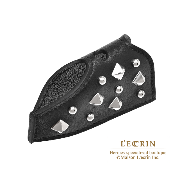 Hermes Rodeo charm Robeo Rock PM Black Agneau/Swift leather Silver hardware