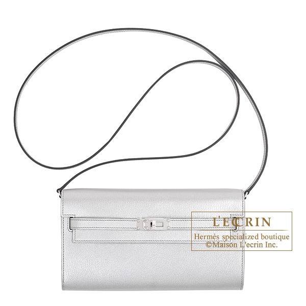 Hermes　Kelly Long To Go　Argent　Chevre chamkila goatskin　Silver hardware