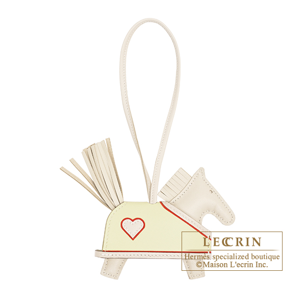 Hermes Rodeo charm Robeo Coeur PM Craie/Jaune milton/Rouge radieux Agneau/Swift leather