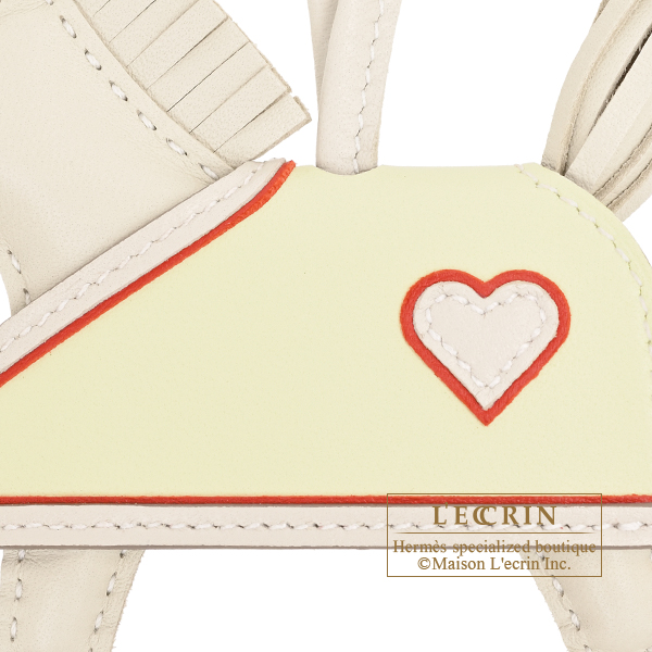 Hermes Rodeo charm Robeo Coeur PM Craie/Jaune milton/Rouge radieux Agneau/Swift leather