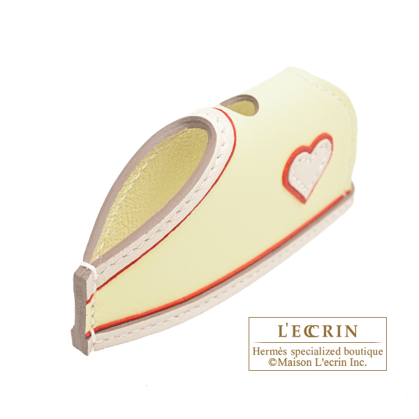 Hermes Rodeo charm Robeo Coeur PM Craie/Jaune milton/Rouge radieux Agneau/Swift leather