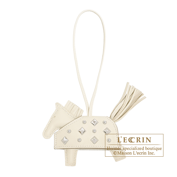 Hermes　Rodeo charm Robeo Rock PM　Craie　Agneau/Swift leather　Silver hardware