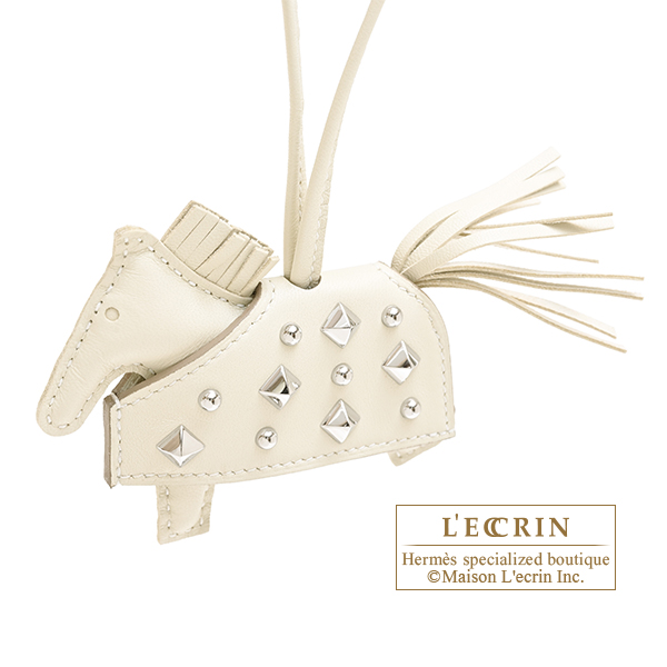 Hermes Rodeo charm Robeo Rock PM Craie Agneau/Swift leather Silver hardware