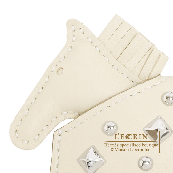 Hermes Rodeo charm Robeo Rock PM Craie Agneau/Swift leather Silver hardware