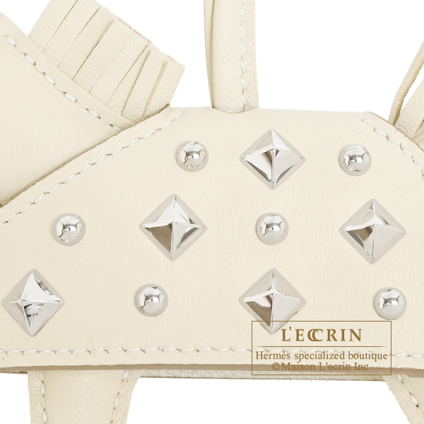 Hermes Rodeo charm Robeo Rock PM Craie Agneau/Swift leather Silver hardware