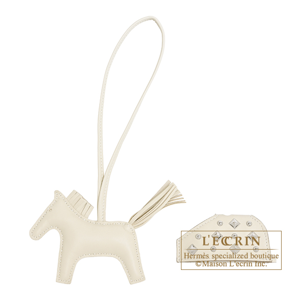 Hermes Rodeo charm Robeo Rock PM Craie Agneau/Swift leather Silver hardware