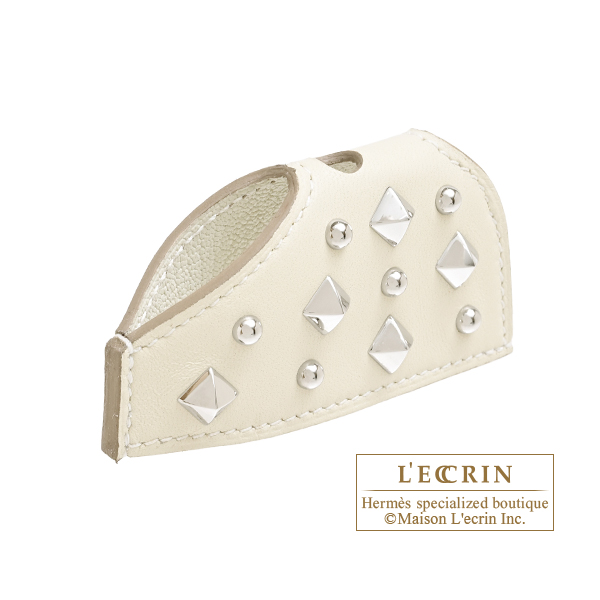 Hermes Rodeo charm Robeo Rock PM Craie Agneau/Swift leather Silver hardware