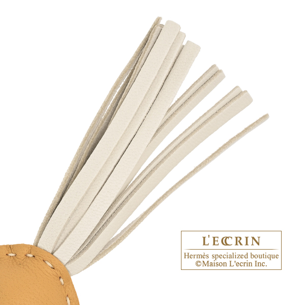 Hermes Rodeo charm PM Paille/Craie Agneau