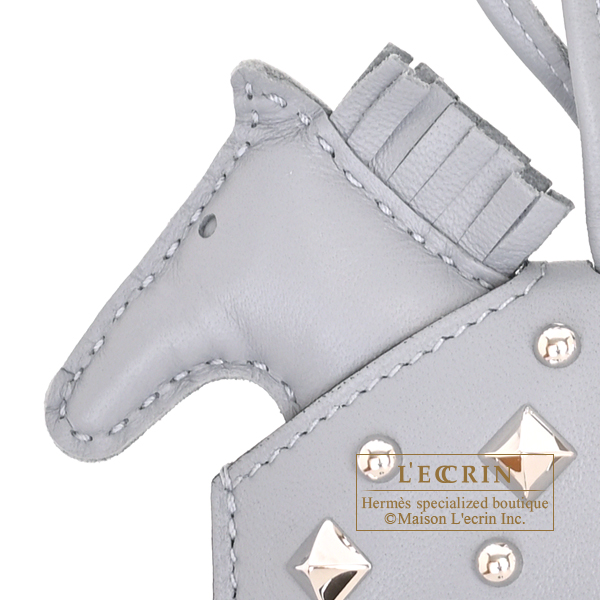Hermes Rodeo charm Robeo Rock PM Gris pantin Agneau/Swift leather Silver hardware