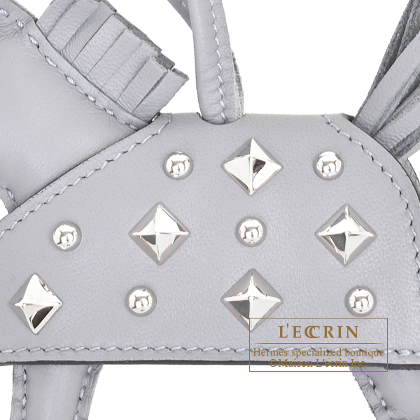 Hermes Rodeo charm Robeo Rock PM Gris pantin Agneau/Swift leather Silver hardware