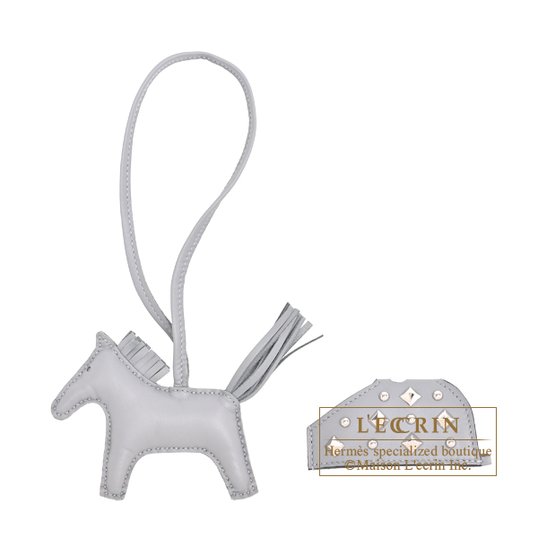 Hermes Rodeo charm Robeo Rock PM Gris pantin Agneau/Swift leather Silver hardware