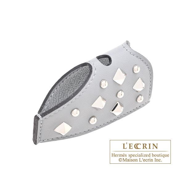 Hermes Rodeo charm Robeo Rock PM Gris pantin Agneau/Swift leather Silver hardware