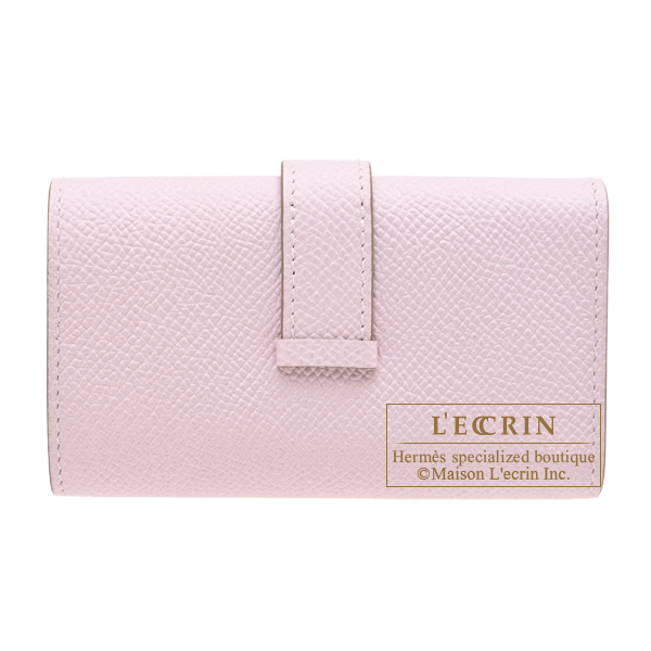 Hermes Bearn key case/4 key holder Mauve pale Epsom leather Silver hardware