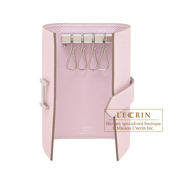 Hermes Bearn key case/4 key holder Mauve pale Epsom leather Silver hardware