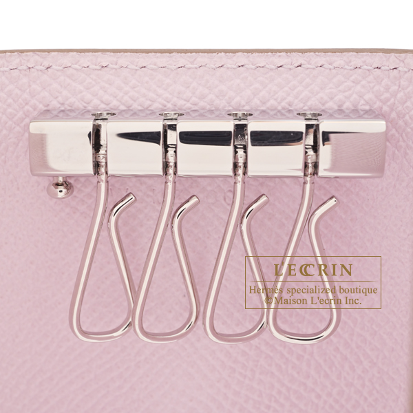 Hermes Bearn key case/4 key holder Mauve pale Epsom leather Silver hardware