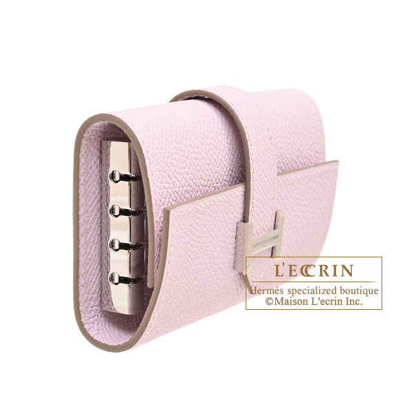Hermes Bearn key case/4 key holder Mauve pale Epsom leather Silver hardware