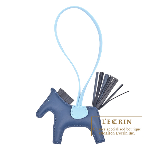 Hermes　Rodeo charm PM　Blue tie/Blue nuit/Celeste　Agneau