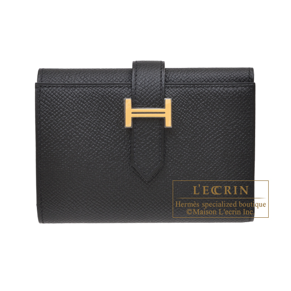 Hermes　Bearn Conbine　Black　Epsom leather　Gold hardware
