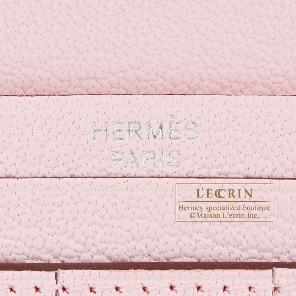 Hermes Bearn Soufflet Rose darling Chevre myzore goatskin Silver hardware
