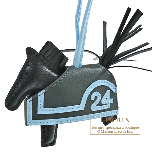 Hermes Rodeo charm Robeo 24 PM Black/Celeste/Vert mangrove Agneau/Swift leather