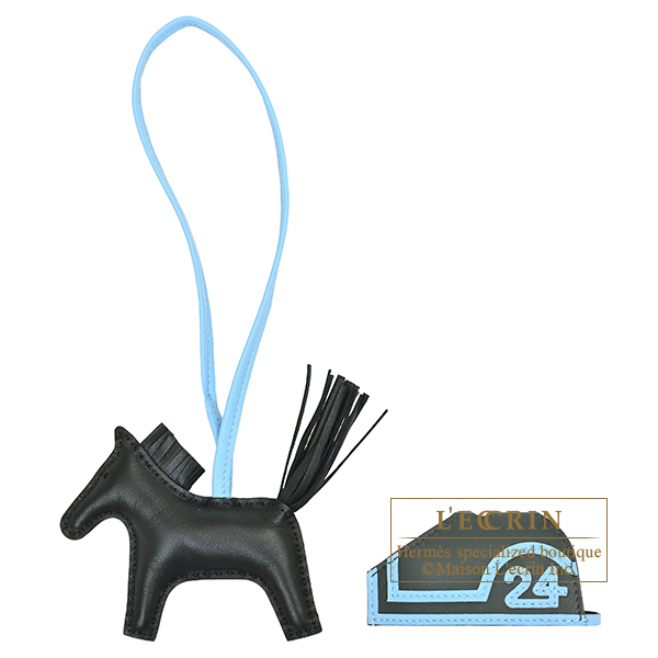 Hermes Rodeo charm Robeo 24 PM Black/Celeste/Vert mangrove Agneau/Swift leather