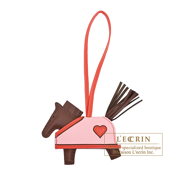 Hermes　Rodeo charm Robeo Coeur PM　Terre/Capucine/Rose sakura　Agneau/Swift leather