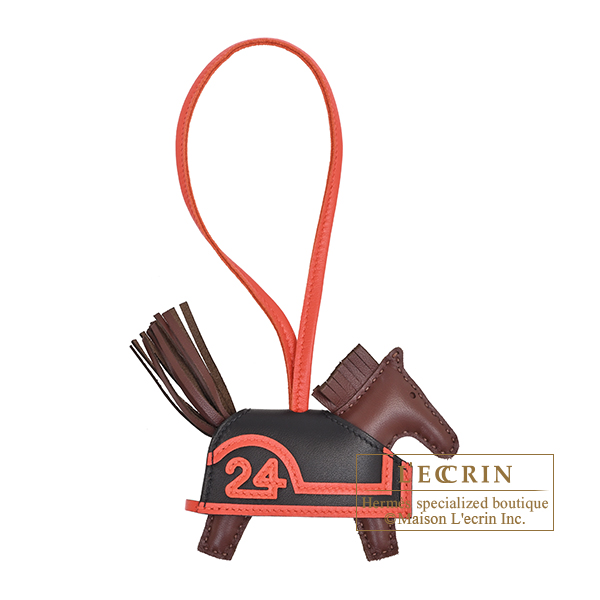 Hermes Rodeo charm Robeo 24 PM Terre/Capucine/Black Agneau/Swift leather