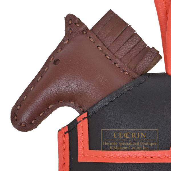 Hermes Rodeo charm Robeo 24 PM Terre/Capucine/Black Agneau/Swift leather