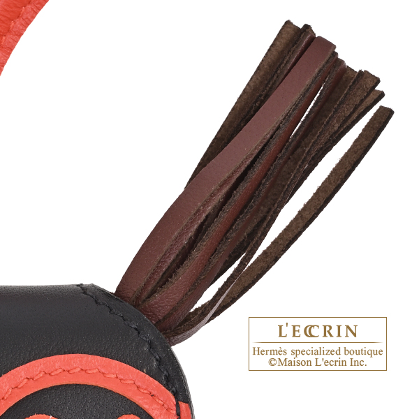 Hermes Rodeo charm Robeo 24 PM Terre/Capucine/Black Agneau/Swift leather