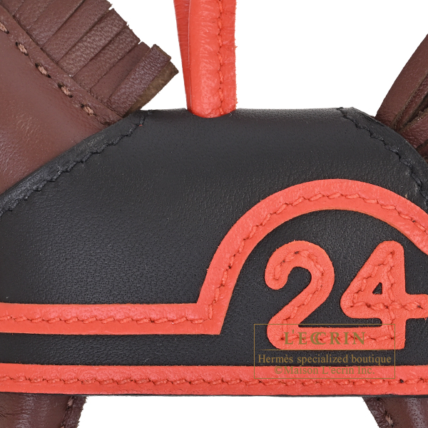 Hermes Rodeo charm Robeo 24 PM Terre/Capucine/Black Agneau/Swift leather