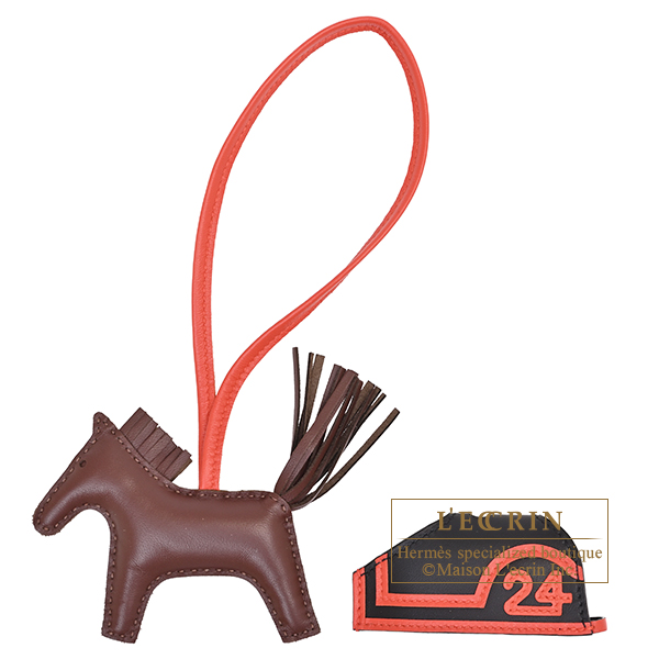 Hermes Rodeo charm Robeo 24 PM Terre/Capucine/Black Agneau/Swift leather