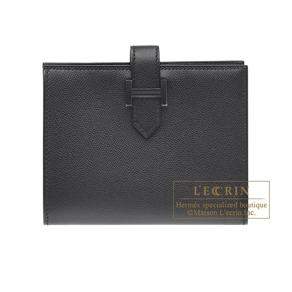 Hermes　Bearn Compact Monochrome　So-black　Black　Madame leather　Black hardware