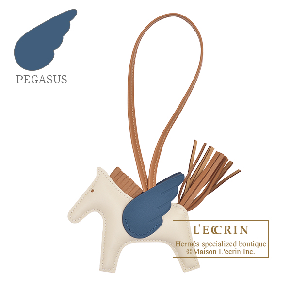 Hermes　Rodeo charm Pegasus PM　Craie/Gold/Blue tie　Agneau/Swift leather